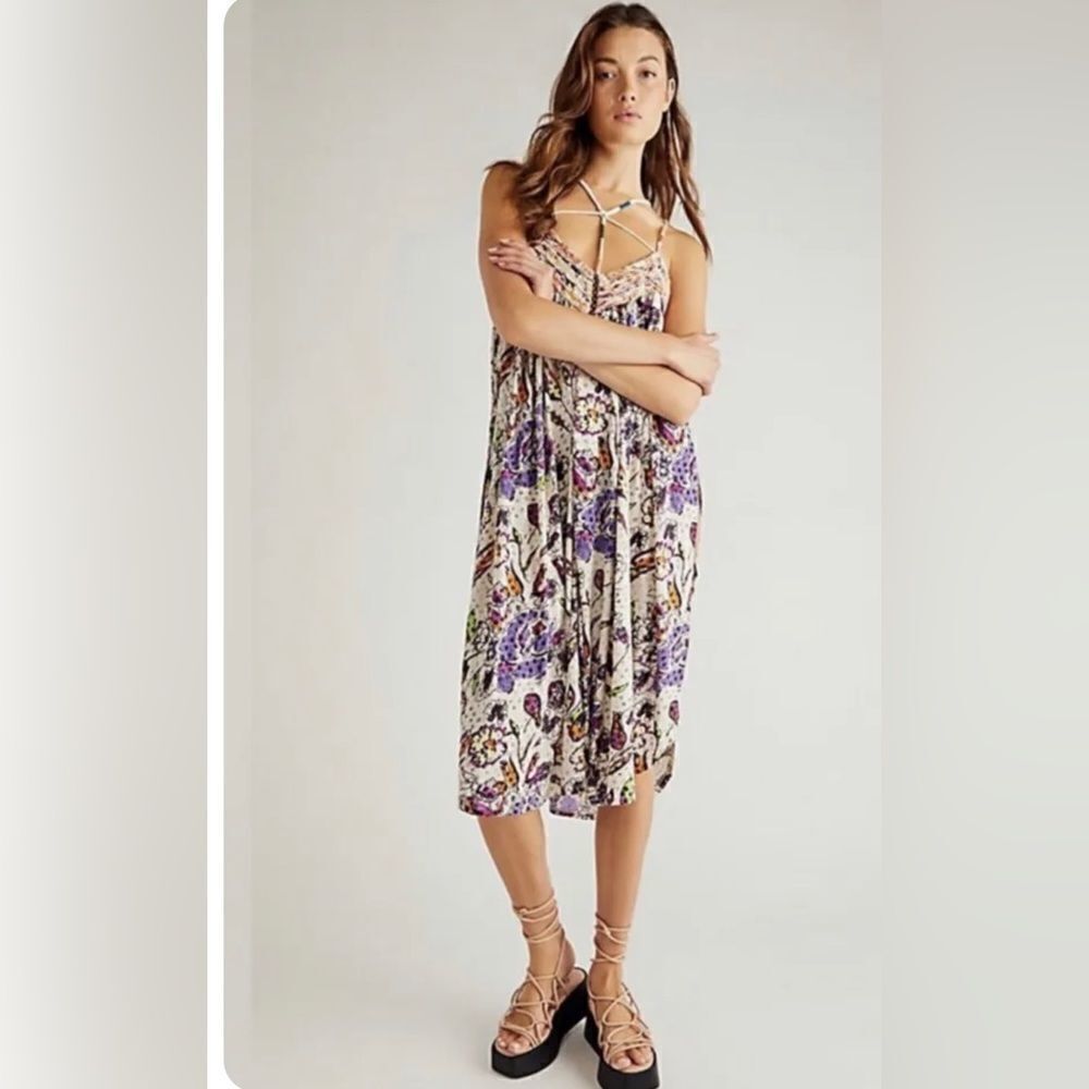 New Free People - We The Free Floral Slip-Dress Size M Nwot Never Worn B